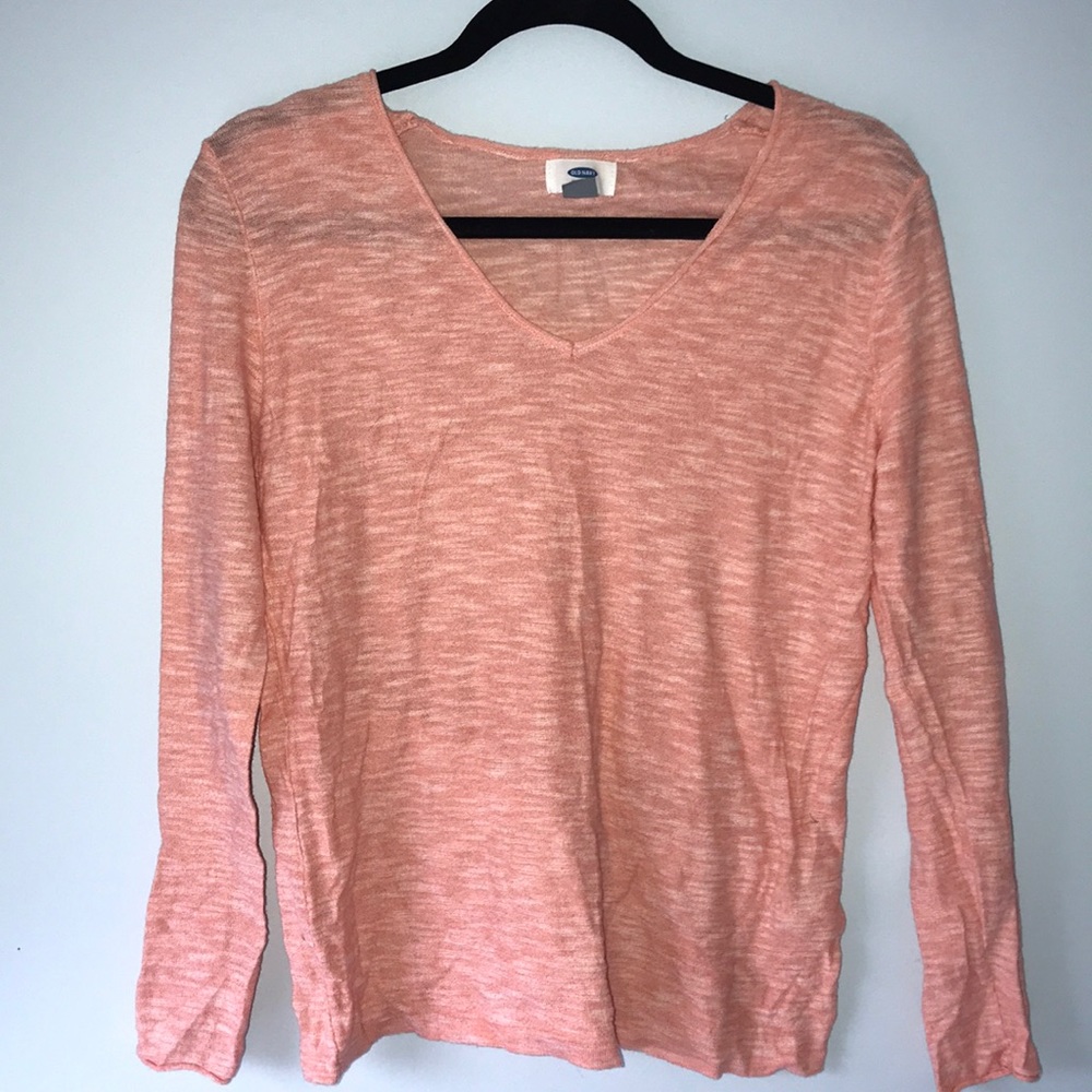 V-neck peach sweater